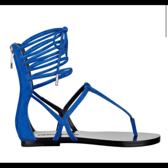 Sigerson Morrison blue suede gladiator sandals - Picture 1 of 11